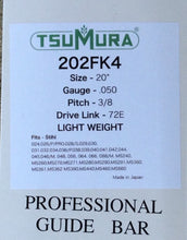 T202FK4 TSUMURA 20" (LIGHT WEIGHT) Guide Bar: Pro Replaceable Tip: 3/8 x .050 x 72D.L.