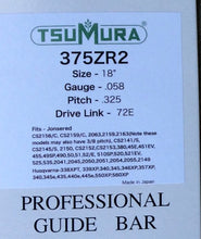 T375ZR2 18" TSUMURA Guide Bar: Pro Replaceable Tip .325 x .058 x 72D.L.