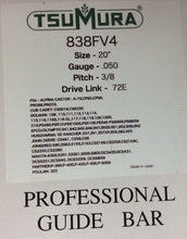 T838FK4 20" (LIGHT WEIGHT) TSUMURA Guide Bar: Pro Replaceable Tip 3/8 x .050 x 72D.L.