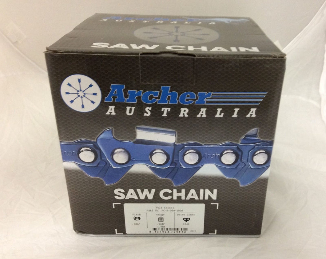 FC-B-058-25R ARCHER /  25ft Roll .325 .058 Chisel Chainsaw Chain replaces 73LGX025U A2LM-25R