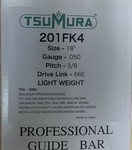 T201FK4 18" TSUMURA (LIGHT WEIGHT) Guide Bar: Pro Replaceable Tip 3/8 x .050 x 66D.L.