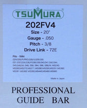 T202FV4 TSUMURA 20" Guide Bar: Pro Replaceable Tip: 3/8 x .050 x 72D.L.