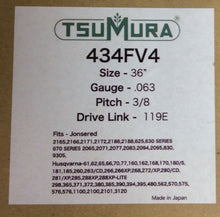 T434FV4 TSUMURA 36" Guide Bar: Pro Replaceable Tip: 3/8 x .063 x 119D.L.