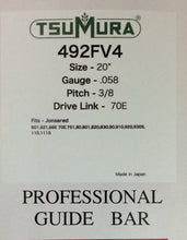 T492FV4 TSUMURA 20" Guide Bar: Pro Replaceable Tip: 3/8 x .058 x 70D.L.