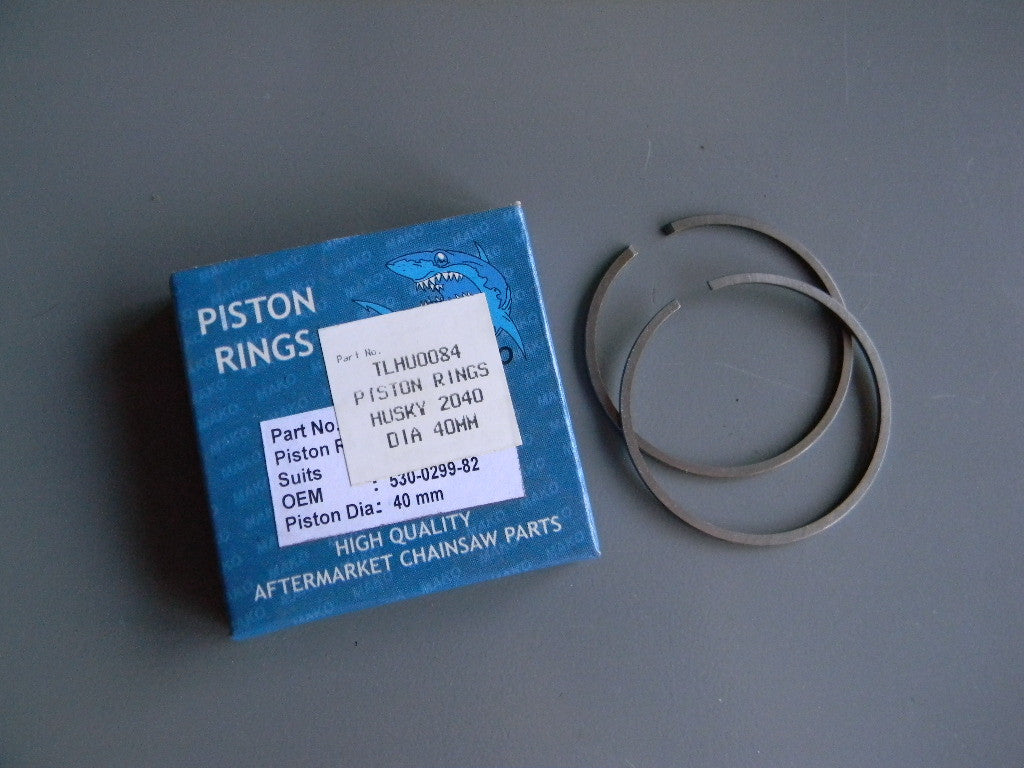 TLHU0084 PISTON RING SET = 40MM: JONS /HUSQ / EFCO/ SHINDA JONSERED 2040: HUSQVARNA 141,142 OEM = JON/HUSQ. = 530-029982